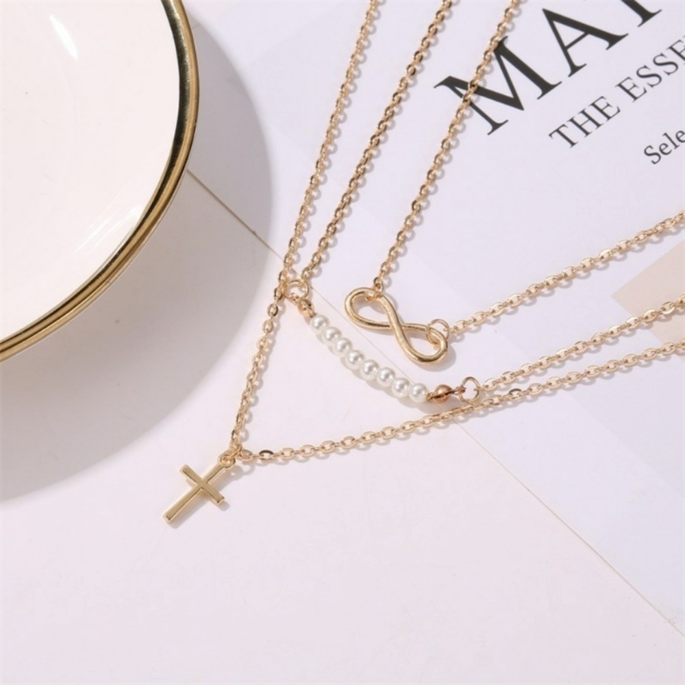 Multilayer Infinity Cross Necklace - Picture 4 of 4